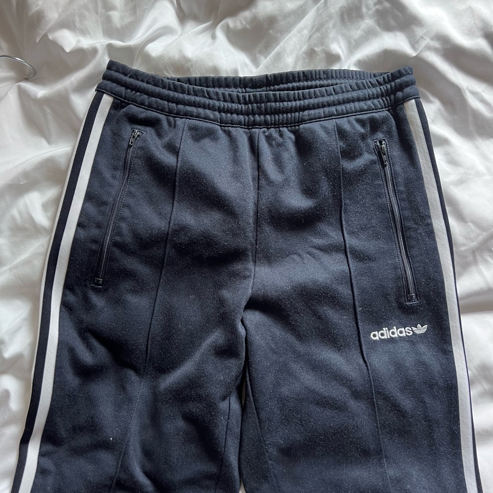 Adidas Dark Blue Joggers with White Stripes